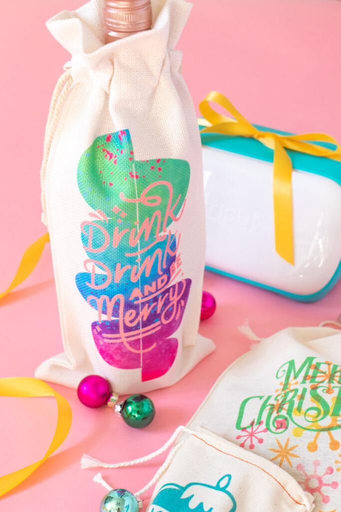 decorated DIY wine bag packaging with retro design