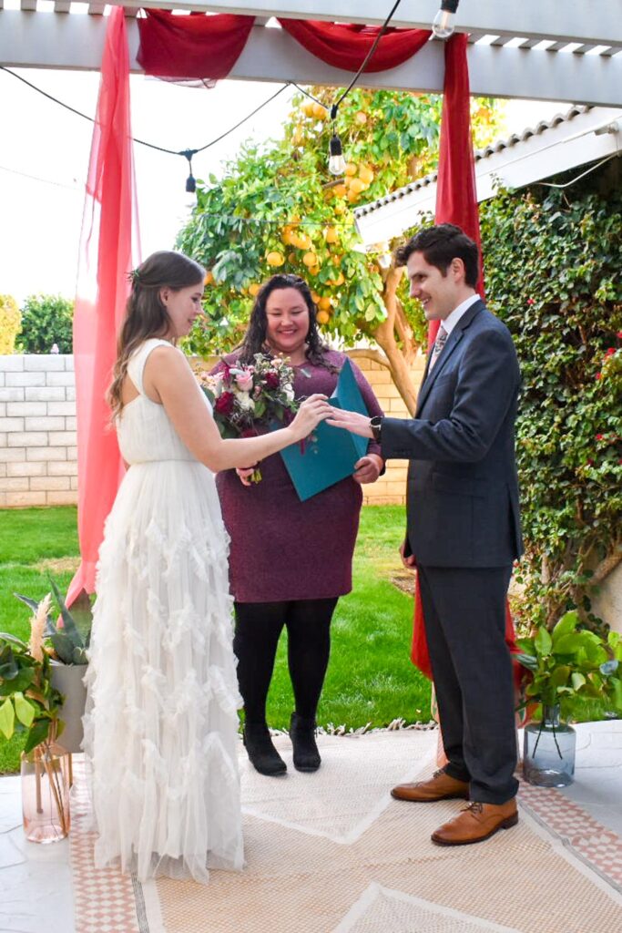 ceremony at micro backyard wedding