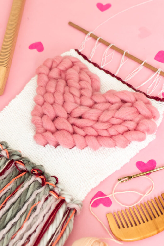 thick heart weaving design with various fibers