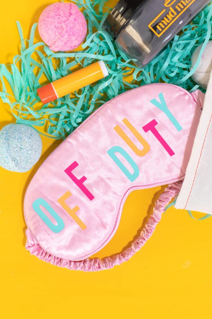 eye mask DIY coming from self care gift basket