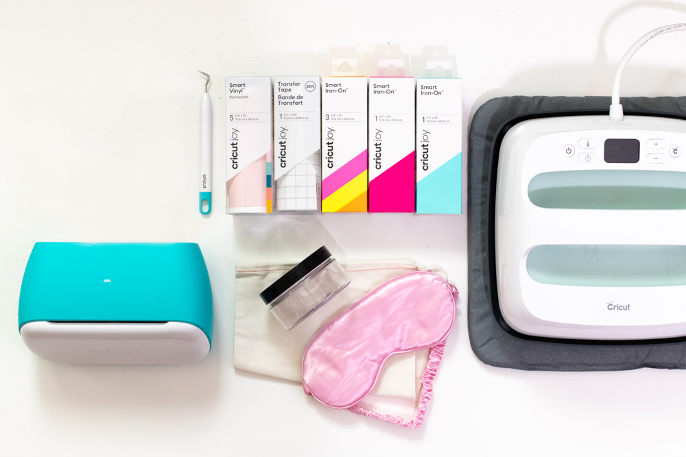 supplies for making DIY gift baskets with Cricut materials