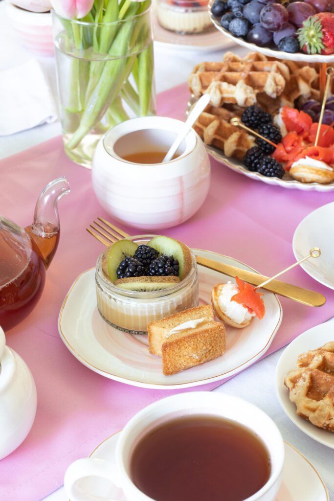 three easy treats on pink spring tea party runner