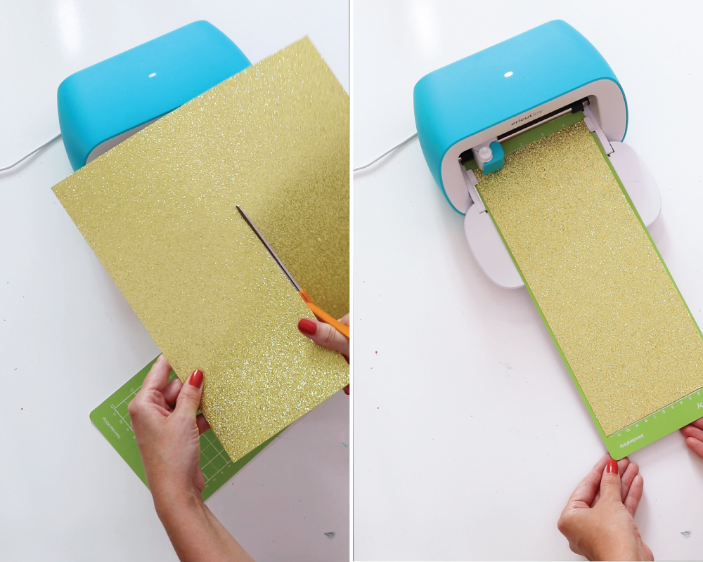 inserting glitter cardstock into Cricut Joy machine